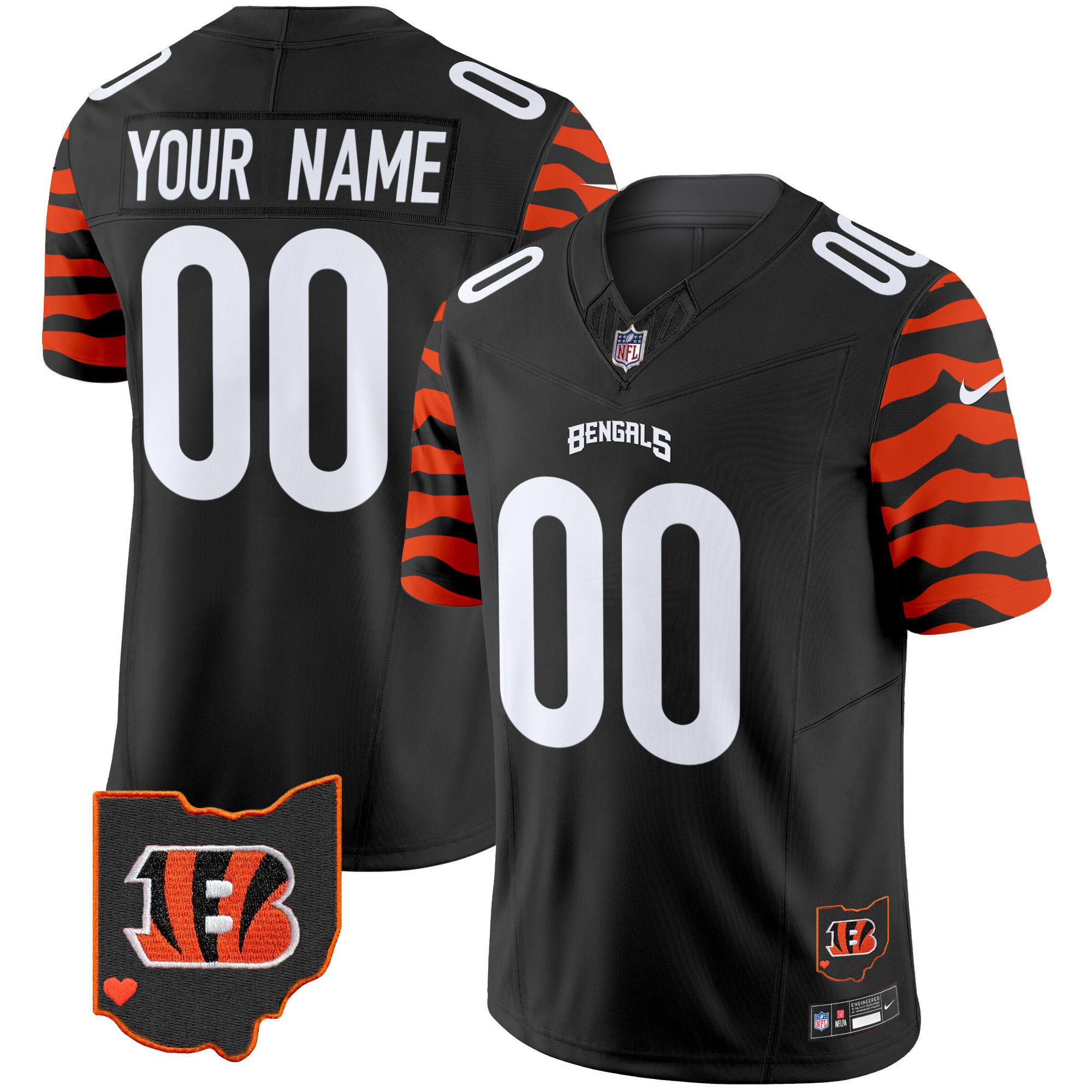 Men Cincinnati Bengals Black 2024 Nike Black Stripes Vapor Limited Custom NFL Jersey